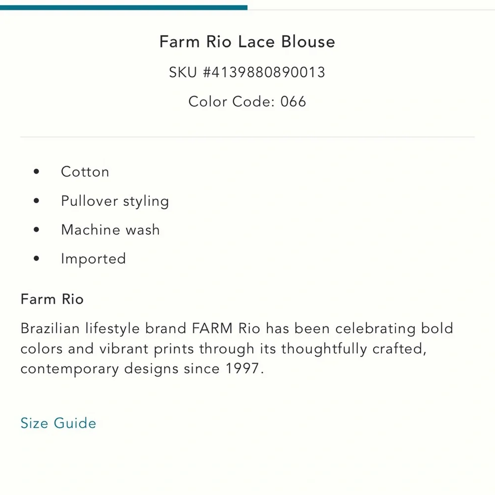 NWT Farm Rio Lace Blouse - Picture 3 of 5